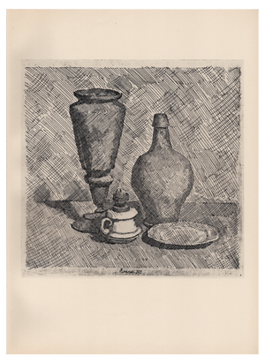 Giorgio Morandi, Still Life with Vase, Small Lamp and Dish, 1929-1957, Lithograph