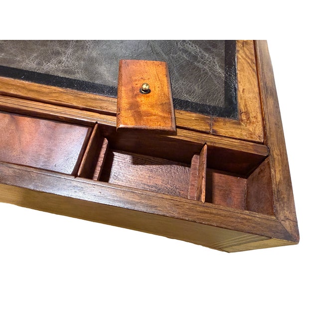 19th Century Victorian Burr Walnut & Brass Campaign Writing Slope W/Fully Intact Secret Drawers For Sale - Image 12 of 15