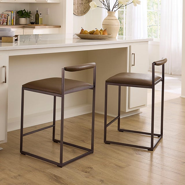 Bradbury Counter Stool, Truffle Leather Contemporary without losing sight of comfort, the clean lines of these...