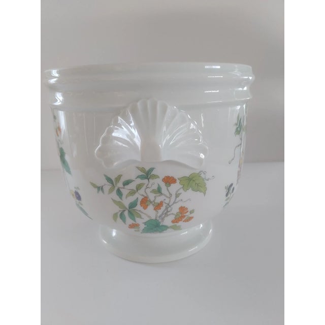 Chinoiserie Early 21st Century Royale Limoges France "Paradis Bleu" Cachepot For Sale - Image 3 of 9