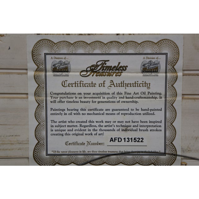 Late 20th Century Timeless Treasures Vase Crock Yellow Flowers Still Life Oil Painting 27" For Sale - Image 11 of 11