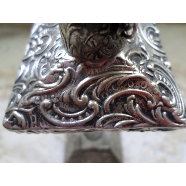 Late 19th Century Antique Sterling Silver Ornate and Etched Crystal Cigar Lighter For Sale - Image 9 of 10