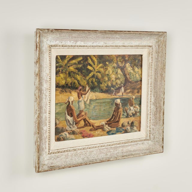 Pair of Tropical Haitian Paintings of Haitians at Work by Werner Jaegerhuber For Sale - Image 4 of 18
