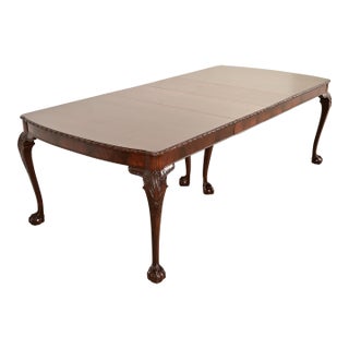 Romweber Chippendale Mahogany Extension Dining Table, Newly Refinished For Sale