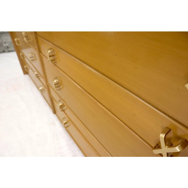 Paul Frankl for Johnson Furniture 10 Drawer Double Dresser Solid Brass X Pulls For Sale - Image 6 of 13