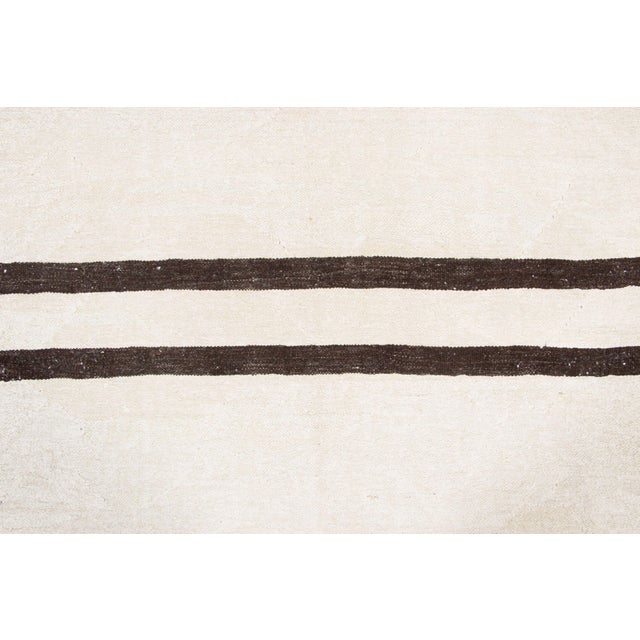 1950s Vintage Turkish Kilim Hemp Rug With Black Stripes by Rug & Kilim, 1950-1959 For Sale - Image 5 of 9