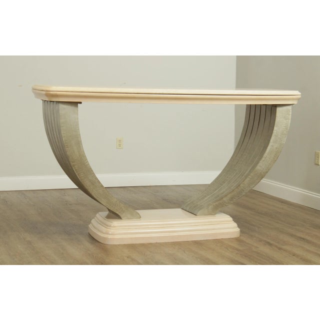 Postmodern Large Postmodern Travertine Top Console Table For Sale - Image 3 of 13