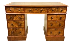 19th Century Figured Walnut Pedestal Desk, 1860s