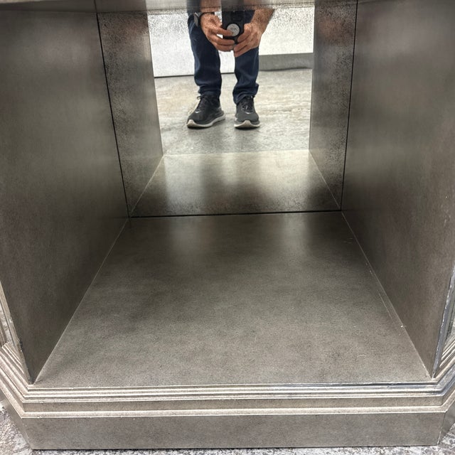 Glass Restoration Hardware 1930's French Mirrored Open Nightstand For Sale - Image 7 of 12