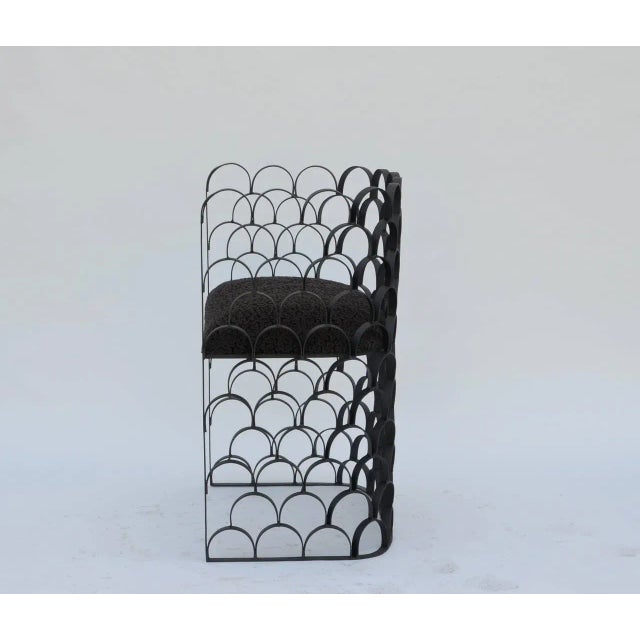 Not Yet Made - Made To Order Sculptural Wrought Iron and Astrakhan Wool 'Arcature' Stool by Design Frères For Sale - Image 5 of 10