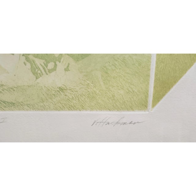 Vida Hackman (20th C.) "Box Landscape" Pair of Etchings W/ Aquatint C.1970s For Sale - Image 4 of 11