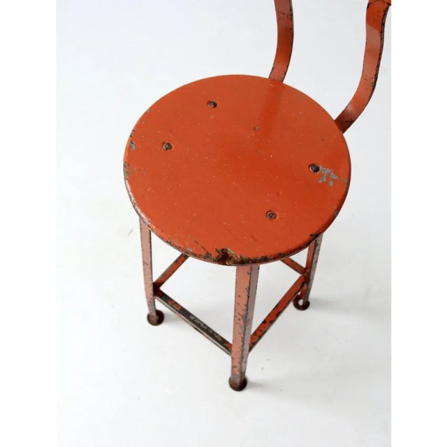 Orange Vintage Industrial Stool For Sale - Image 8 of 9