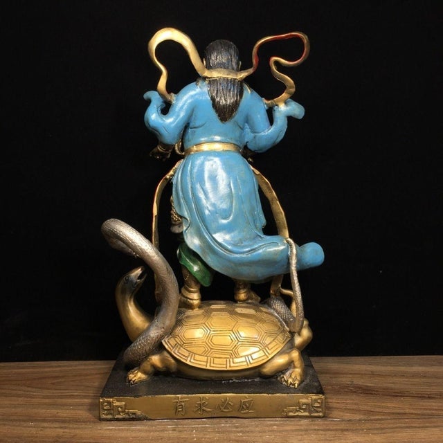 Polychrome Brass Zhenwu Emperor With Turtle and Snake, 15