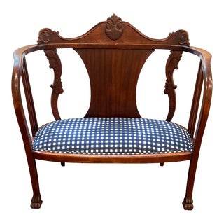 1800s Antique Settee With Paw Feet For Sale