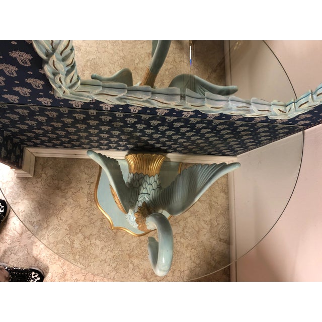 Early 20th Century Art Decò Style Console With Hand-Carved Swan and Mirror - 2 Pieces For Sale - Image 9 of 10
