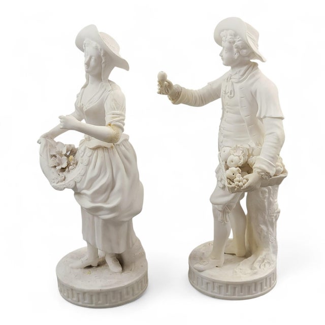 A beautifully modelled pair of mid-19th-century Parian biscuit figures by Minton & Co., Stoke-on-Trent, Staffordshire....