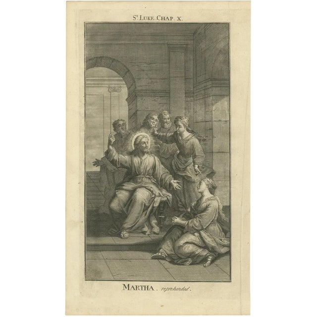 Christ with Mary and Martha, Luke X Martha Reproved, 1735, Engraving For Sale