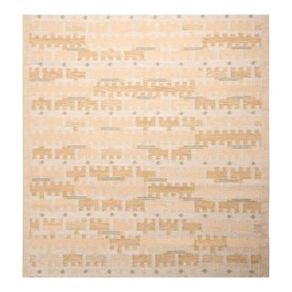 Rug & Kilim’s Scandinavian Style Rug in Ivory and Beige, With Geometric Pattern 5x7 For Sale