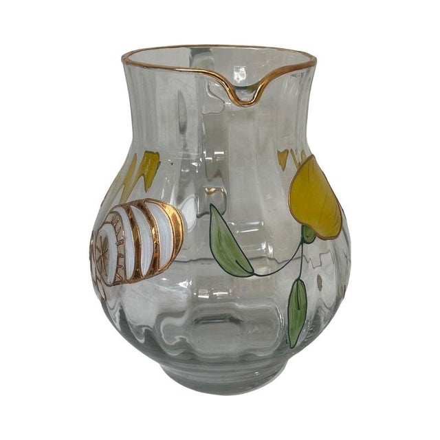 Glass Hand-Painted Tiffany Series Pitcher by Paul Nagel, Germany For Sale - Image 7 of 8