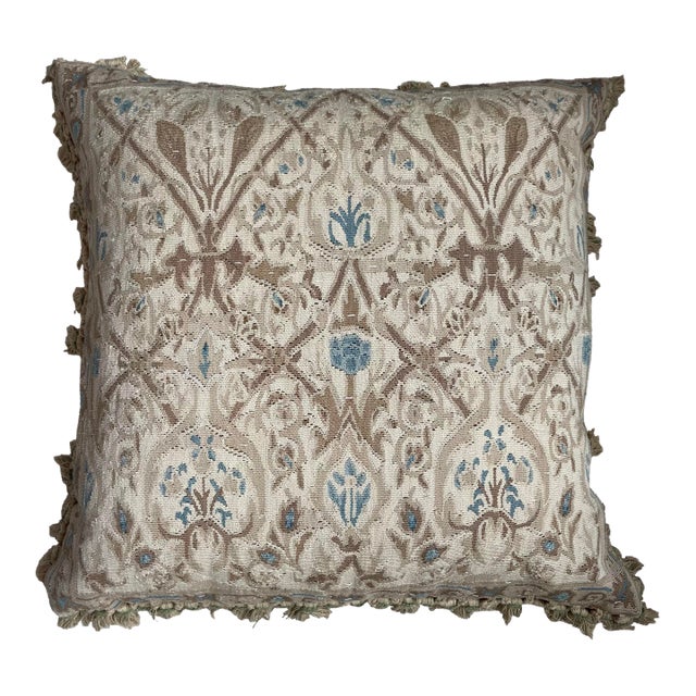 Antique Aubusson and Velvet Pillow For Sale