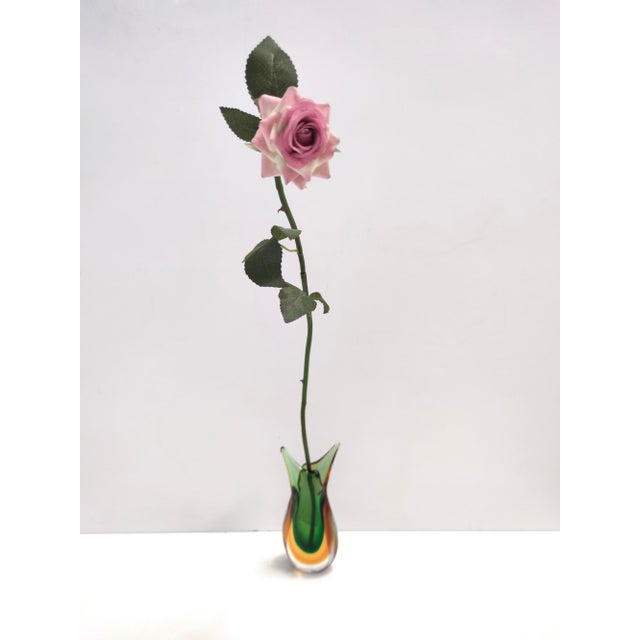Mid-Century Modern Vintage Green and Orange Sommerso Murano Glass Vase from Flavio Poli, Italy, 1950s For Sale - Image 3 of 10