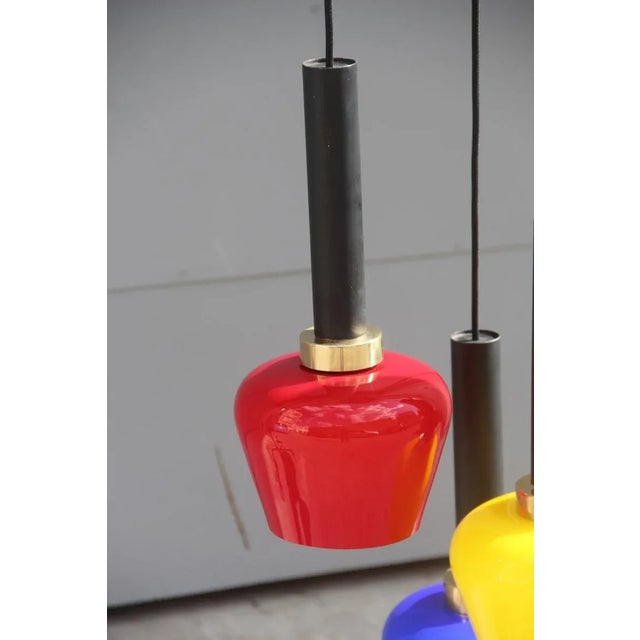 Italian Brass Chandelier from Vistosi, 1950s For Sale - Image 4 of 10