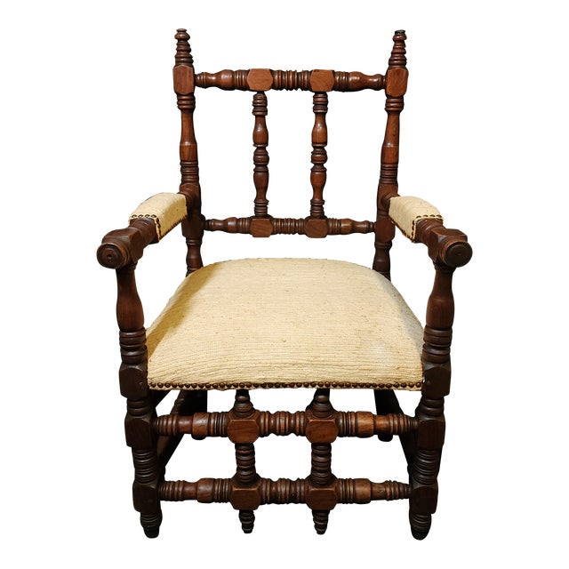 19th Century Antique Throne Armchair- Jacobean Style For Sale