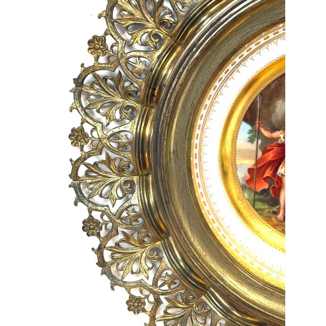 Classical Roman Pair Vienna Mythological Porcelain Plates in Pierced Gilt-Bronze Roman Frames For Sale - Image 3 of 18