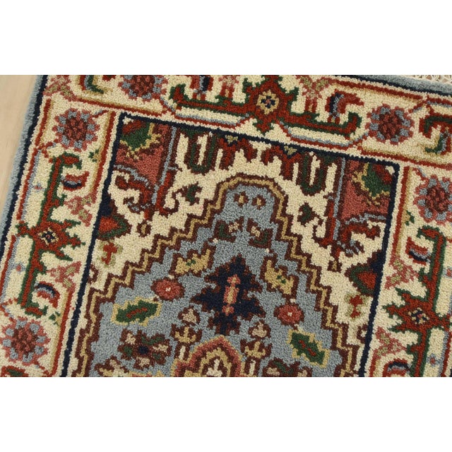 2020s Heriz Rug 2’2” X 3’11” Blue Wool Traditional Hand-Knotted Oriental Carpet For Sale - Image 5 of 8