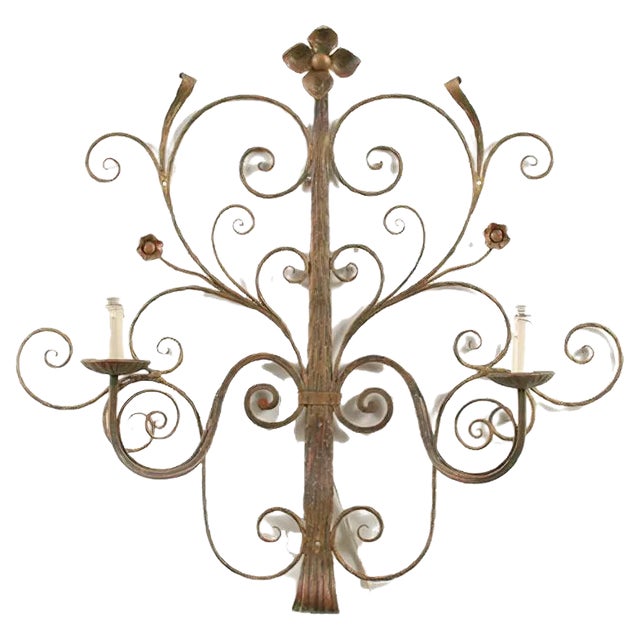 Mid-Century Metal Floral Sconce, 1960s For Sale