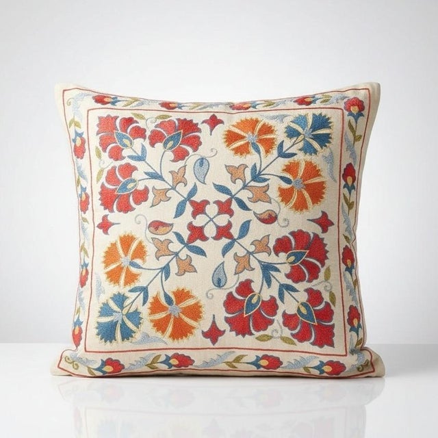 New Hand-Embroidered 100% Silk Cushion Cover – Authentic Uzbek Textile Art Elevate your home décor with this exquisite...