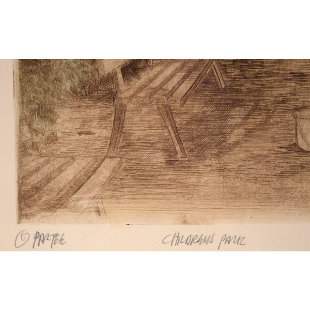 Paper "Children's Park" Landscape Etching, Artist's Proof For Sale - Image 7 of 8