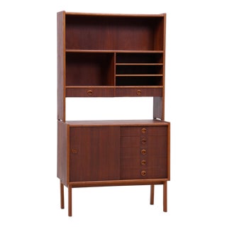 Mid-Century Teak Bookcase with Sliding Doors and Drawers, 1960s For Sale
