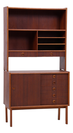 Mid-Century Teak Bookcase with Sliding Doors and Drawers, 1960s