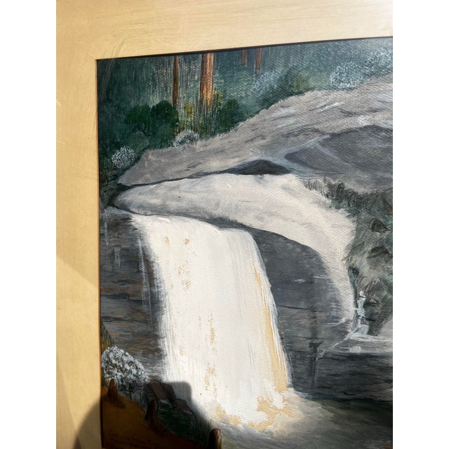1953 Water Color Landscape of Looking Glass Falls Pisgah National Forest Nc . By w.k Lewis For Sale - Image 4 of 11