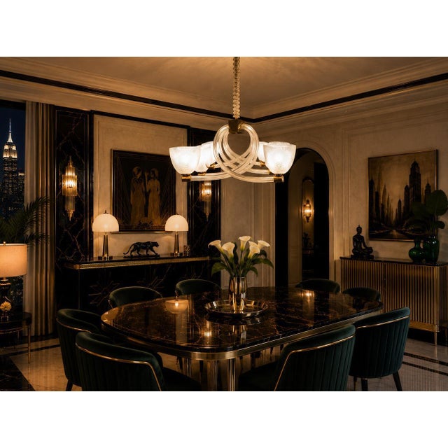 Mid-Century Art Deco Italian Murano Glass Reticello Chandelier, 1930 For Sale - Image 8 of 12