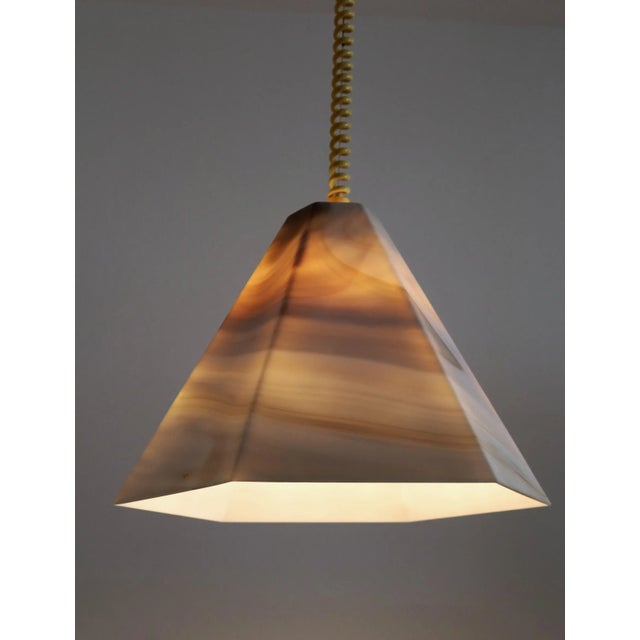 Mid-Century Modern Pendant Lamp in Glass with Marble Effect and Curly Cable, 1970s For Sale - Image 6 of 14