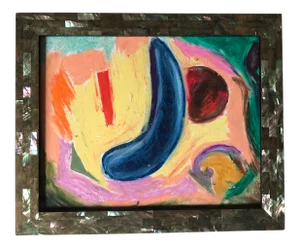 Abstract Drawing Original French Oil Pastels on Board by Erik Sulander