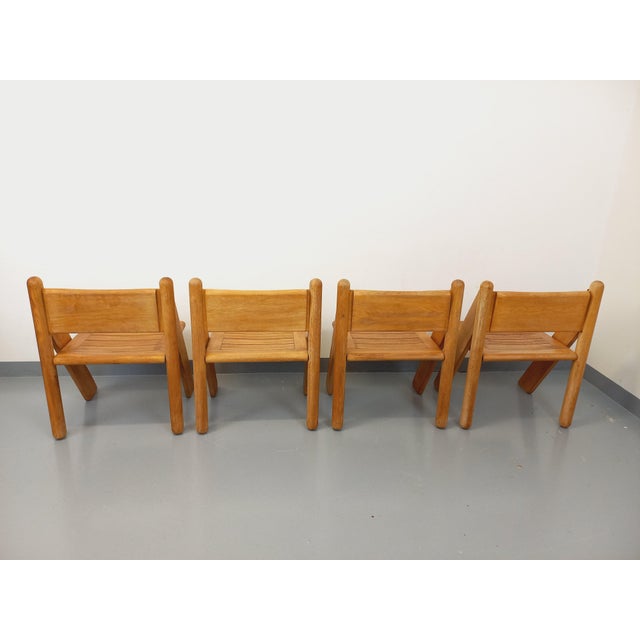 Vintage Brutalist Chairs in Oak, 1960s, Set of 4 For Sale - Image 11 of 18