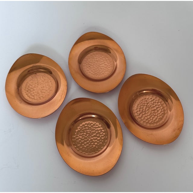 Mid 20th Century Vintage Copper Plated Tin Cups W/ Saucers, Set of 4 For Sale - Image 5 of 6