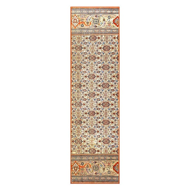Condition: Vintage Circa: 1980s Origin: Persia Design: Tabriz Taba Tabai Actual size: 2'7" x 9'6" Thickness: 1/4" Color:...