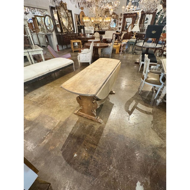 19th Century 19th C. Italian Bleached Walnut Drop Leaf Table For Sale - Image 5 of 7