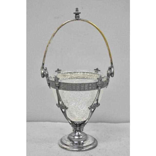 Antique Simpson Hall Miller Art Nouveau Silver Plated Sugar Bowl W Glass Insert For Sale - Image 10 of 17