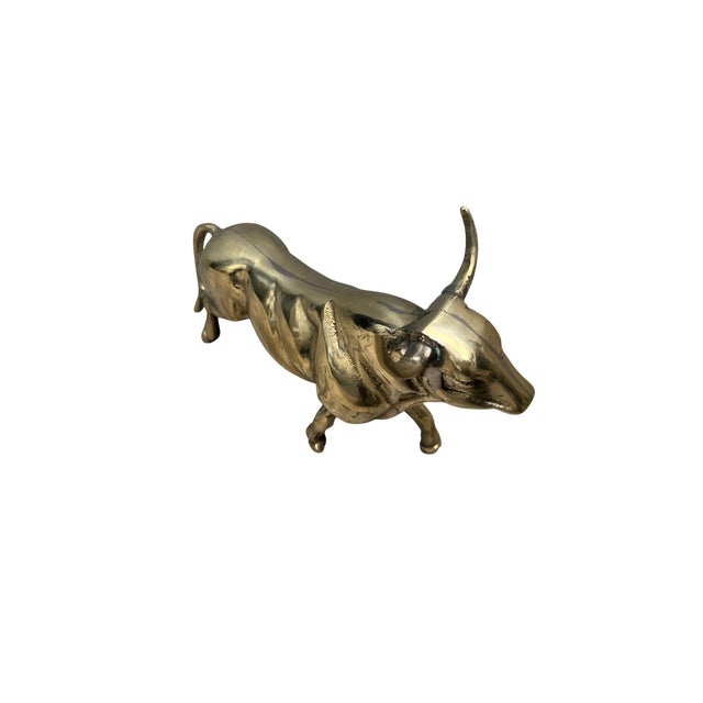 Stock Market Bull Figurine in Brass For Sale - Image 3 of 11