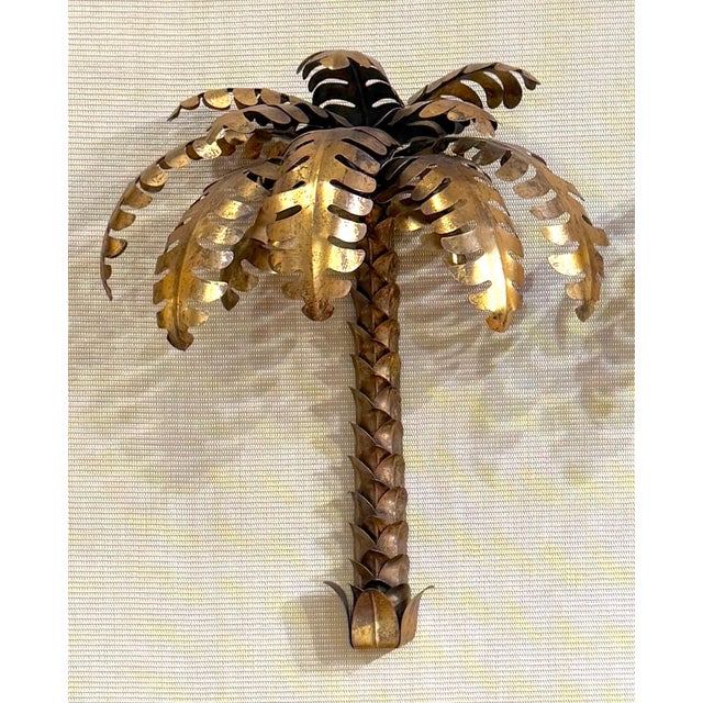 Pair of Maison Jansen Gilt Metal Palm Tree Sconces, France, 20th Century For Sale - Image 4 of 15