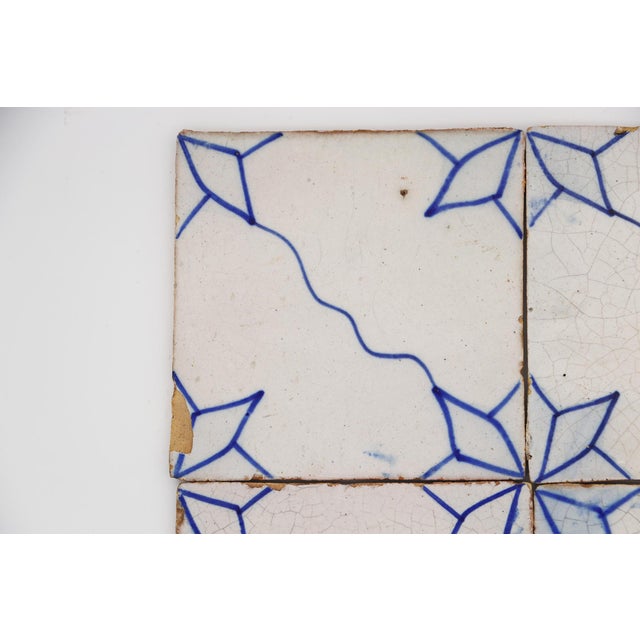 19th Century Antique Portuguese Tiles, Blue & White Set of Four For Sale - Image 4 of 15