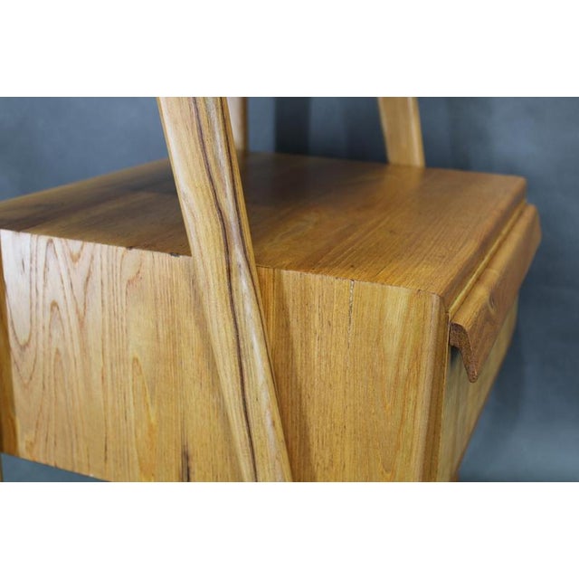 Mid-Century Modern Maple Nightstand with Milky Glass Shelf, 1960s For Sale - Image 10 of 16