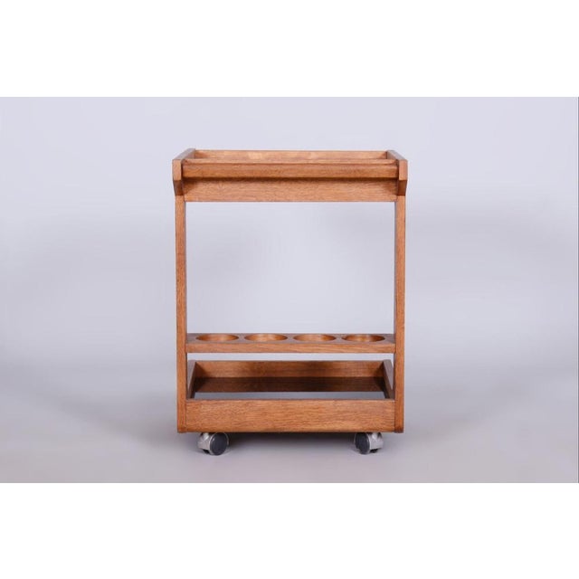 1960s Mid-Century Trolley in Mahogany and Glass, Czechia, 1960s For Sale - Image 5 of 12