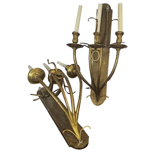 Brass Wall Light Sconces, Set of 2 For Sale