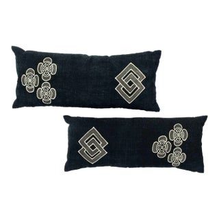 Antique Japanese Hand-Spun Cotton Fabric Pillows- a Pair For Sale